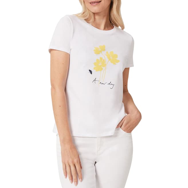 Hobbs London White Flower Pixie Cotton T-Shirt