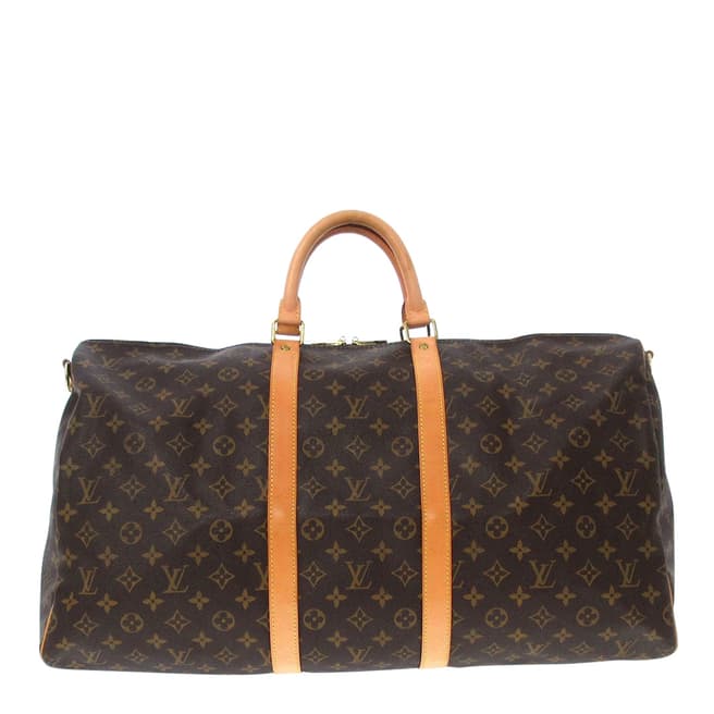 Louis Vuitton Vintage Brown Keepall Bandouliere 55 Travel Bag
