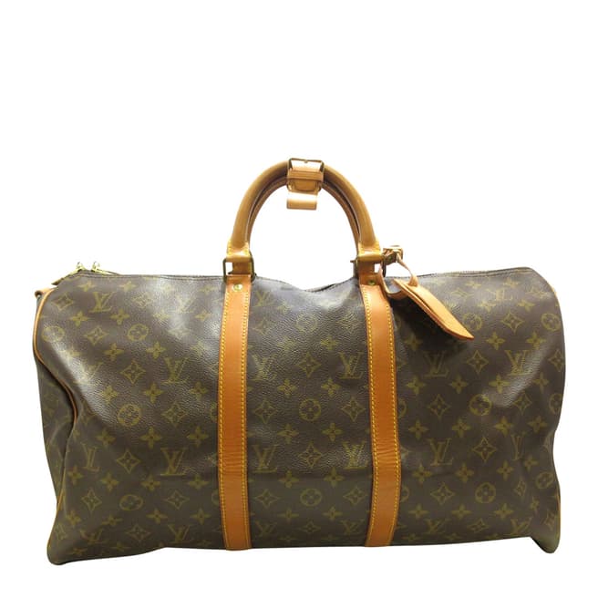 Vintage Louis Vuitton Brown Keepall Bandouliere 50 Travel Bag