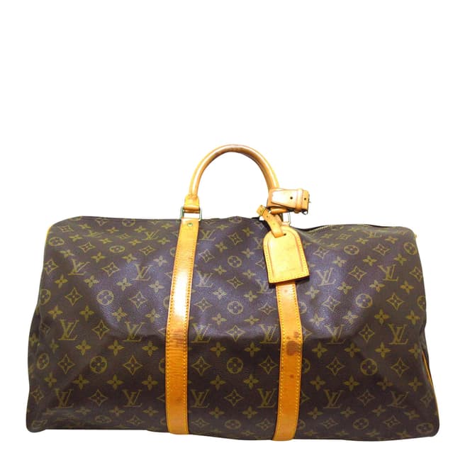 Louis Vuitton Vintage Brown Keepall Bandouliere 50 Travel Bag