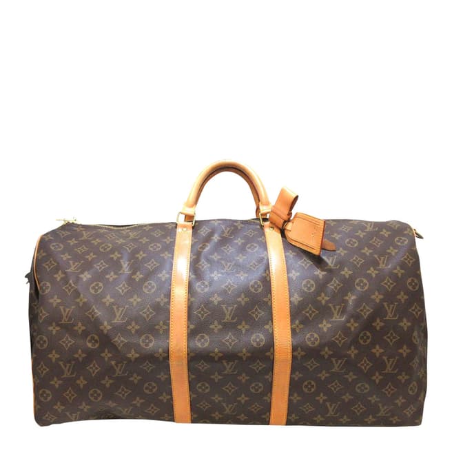Louis Vuitton Vintage Brown Keepall Bandouliere 60 Travel Bag