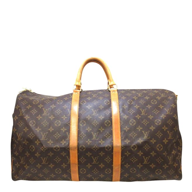 Louis Vuitton Vintage Brown Keepall Bandouliere 55 Travel Bag