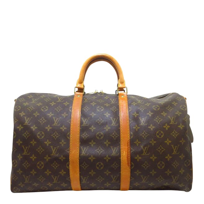 Louis Vuitton Vintage Brown Keepall Bandouliere 50 Travel Bag