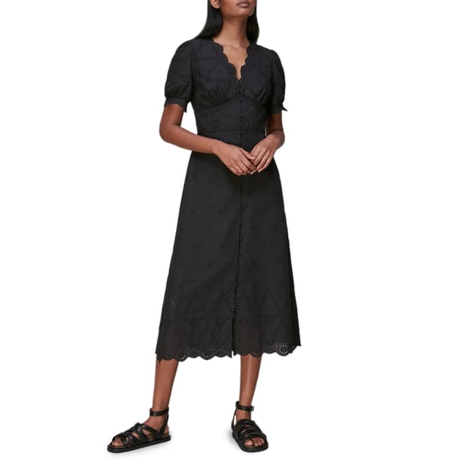 WHISTLES Black Carolyn Broderie Cotton Dress