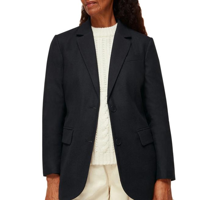 WHISTLES Navy Statement Wool Blend Blazer