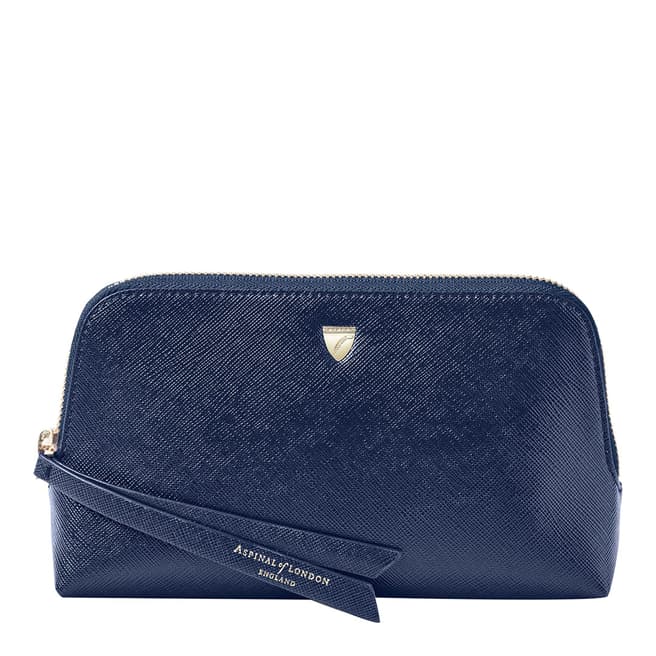 Aspinal of London Navy Saffiano Small Essential Cosmetic Case