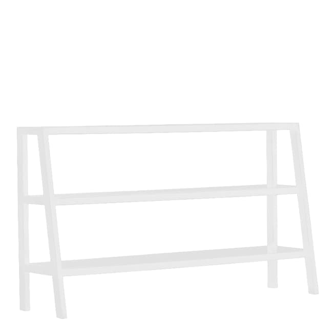 LOMBOK Canton Wide Half Ladder Bookcase, White Ash