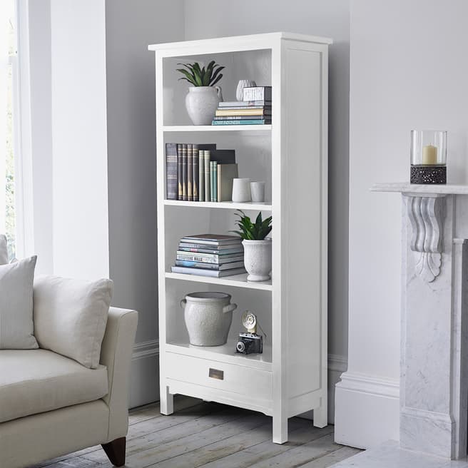LOMBOK Canton Bookcase with Drawers, White Ash