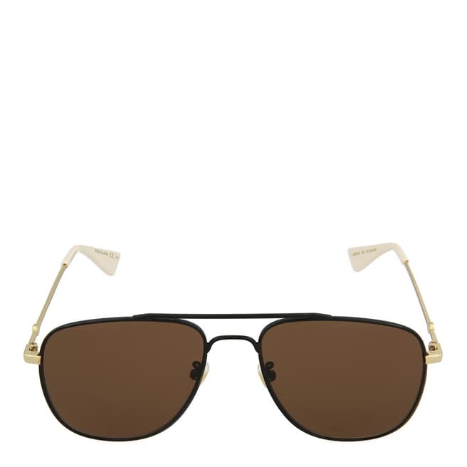Gucci Men's Gold/Brown Gucci Sunglasses 57mm