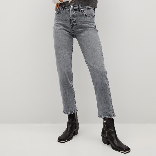 Mango Grey Straight-Fit Jeans
