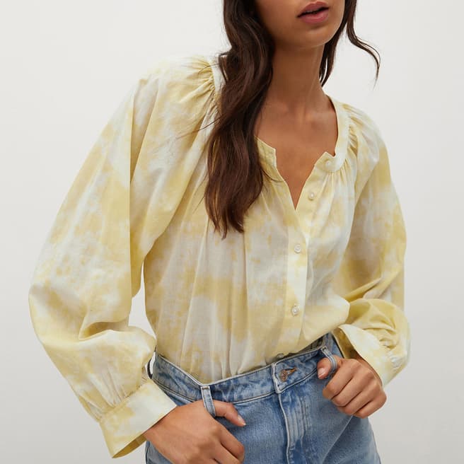 Mango Yellow Printed Cotton Shirt