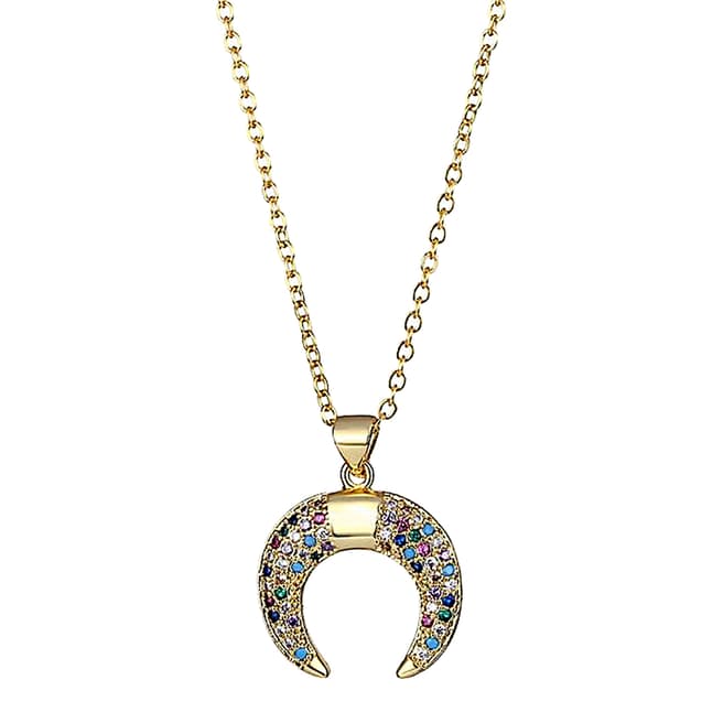 Chloe Collection by Liv Oliver 18K Gold Half Moon Embelished Necklace