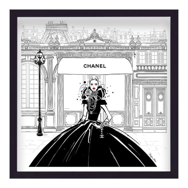 Megan Hess Chanel Store Paris 33x33cm Framed Print