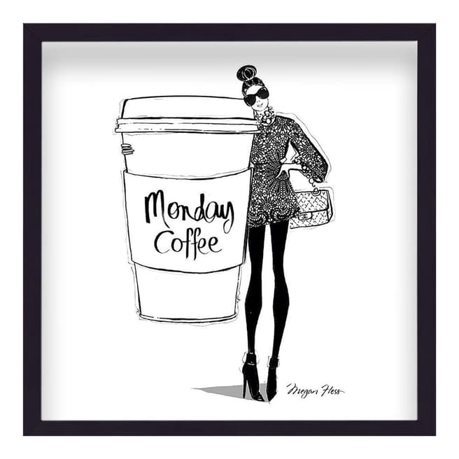 Megan Hess Monday Coffee Chanel Lady Bag 33x33cm Framed Print