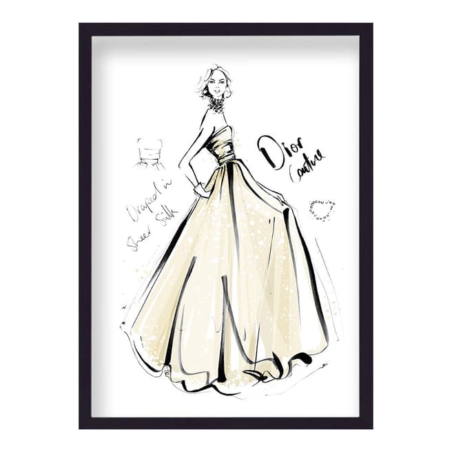 Megan Hess Dior Couture Sheer Silk Framed Print