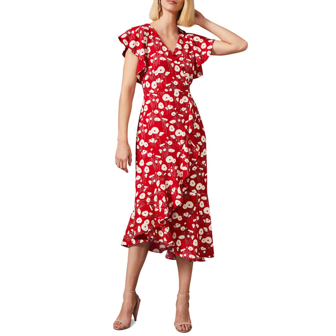 Phase Eight Red Veronica Asymmetric Hem Floral Dress
