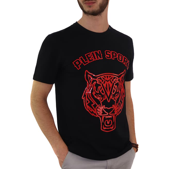 Philipp Plein Black Tiger Logo Cotton T-Shirt