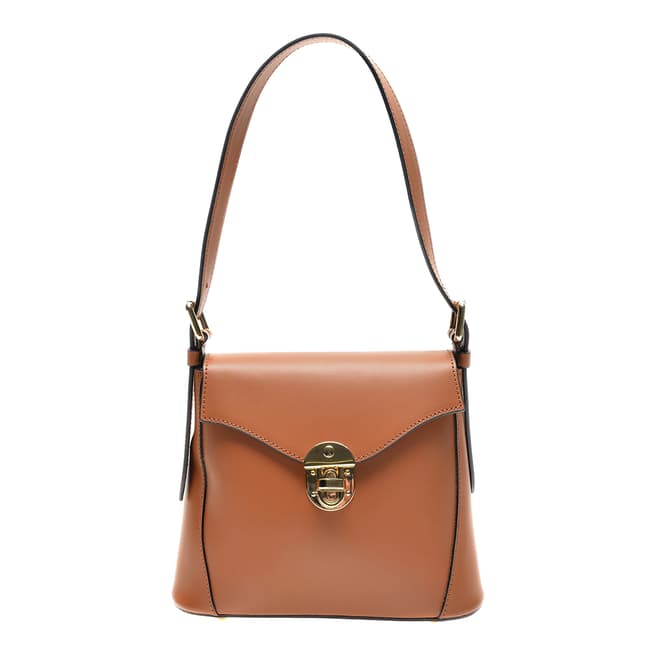 Roberta M Brown Leather Buckle Design Top Handle Bag