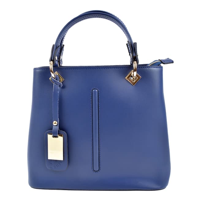 Roberta M Blue Leather Top Handle Bag