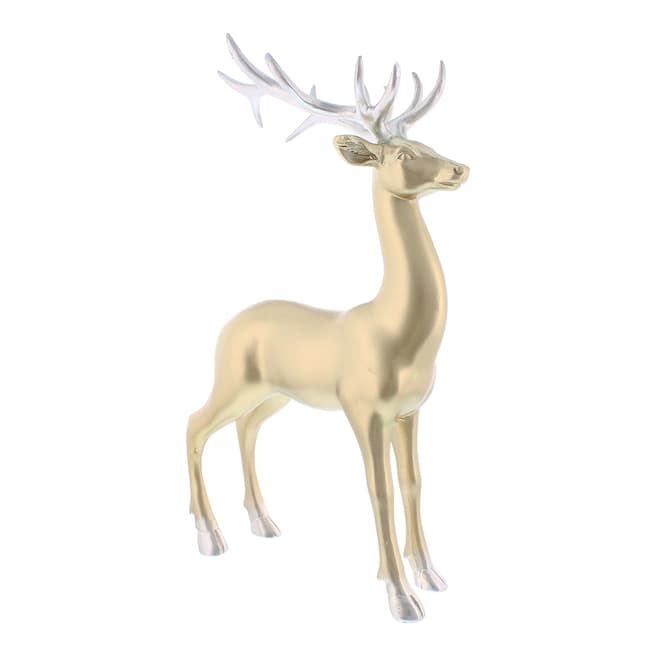 Festive 22cm Resin Gold/Silver Antlers Standing Reindeer