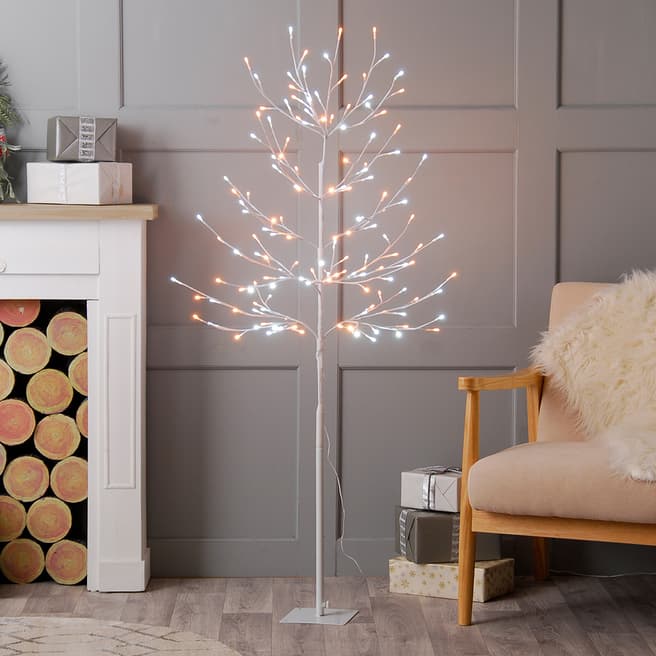Festive Cool & Warm White Glow-Worm LED Twig Tree, 5ft