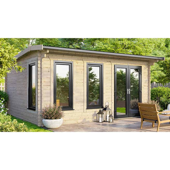 Power Sheds SAVE £1374 16x12 Power Apex Log Cabin, Right Double Doors - 44mm