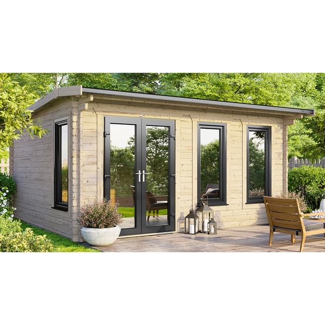 Power Sheds SAVE £1374 16x12 Power Apex Log Cabin, Left Double Doors - 44mm