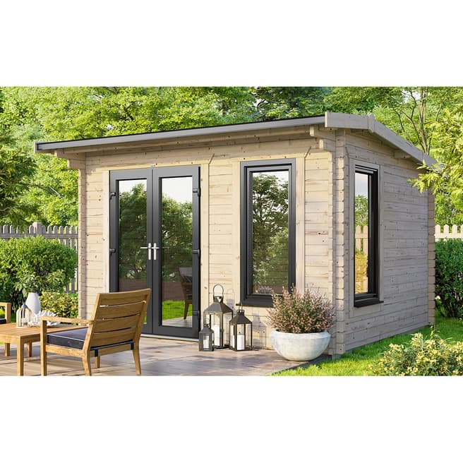 Power Sheds SAVE £1059 12x8 Power Apex Log Cabin, Left Double Doors - 44mm