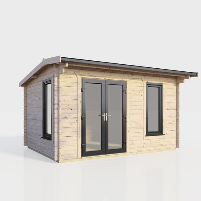 Power Sheds SAVE £1099 14x8 Power Apex Log Cabin, Left Double Doors - 44mm