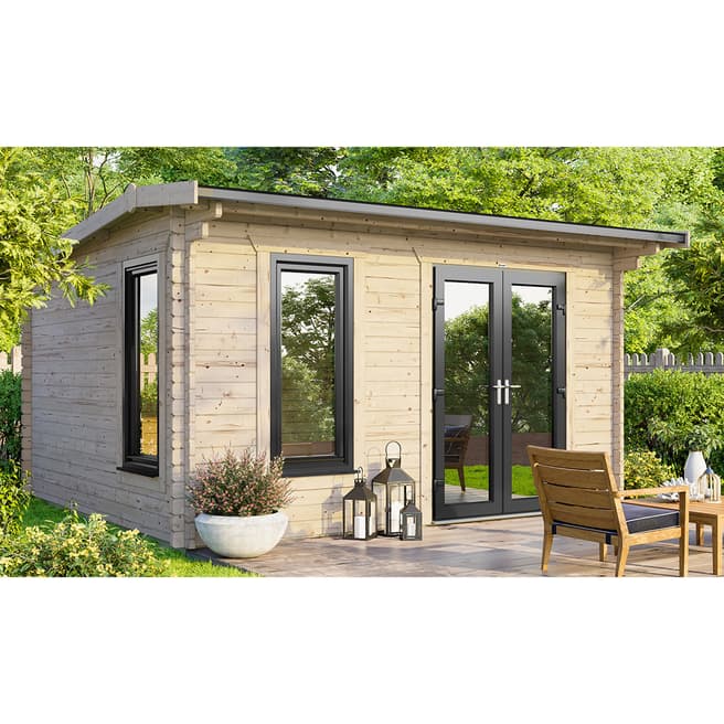 Power Sheds SAVE £1155  14x10 Power Apex Log Cabin, Right Double Doors - 44mm