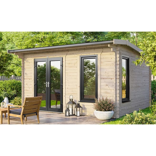 Power Sheds SAVE £1155  14x10 Power Apex Log Cabin, Left Double Doors - 44mm