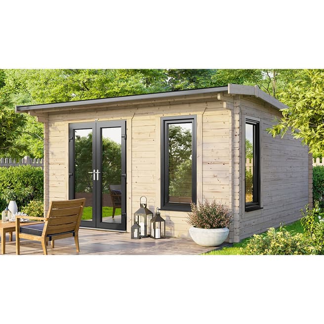 Power Sheds SAVE £1209  14x12 Power Apex Log Cabin, Left Double Doors - 44mm