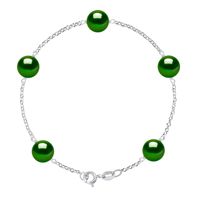 Atelier Pearls Green Solid Silver Freshwater Pearl Bracelet 8-9mm