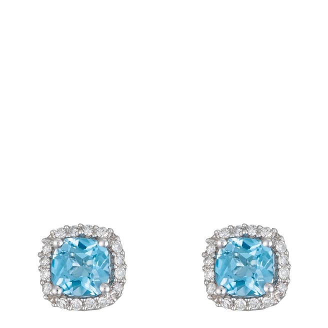MUSE Silver Blue Topaz Diamond Earrings