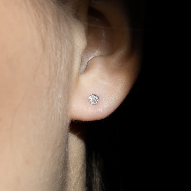 Diamantini Silver Round Stud Diamond Earrings