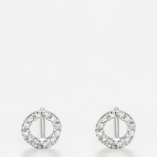 Le Diamantaire Silver Simplicity Circle Diamond Earrings