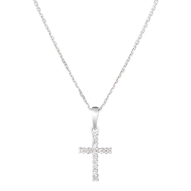 Diamantini Silver Cross Of Happiness Diamond Pendant Necklace