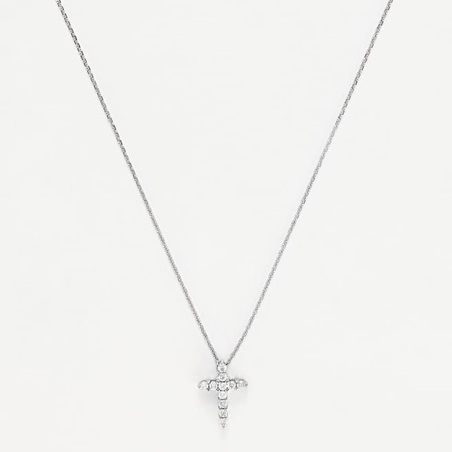 Le Diamantaire Silver Cross Diamond Pendant Necklace