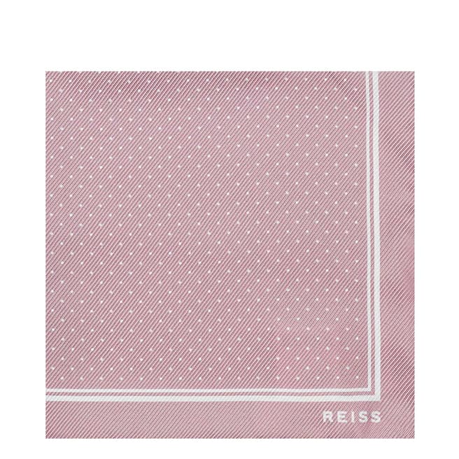 Reiss Dusty Pink All Over Print Silk Pocket Square