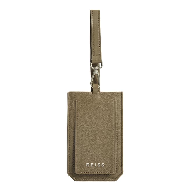 Reiss Taupe Francis Leather Luggage Tag