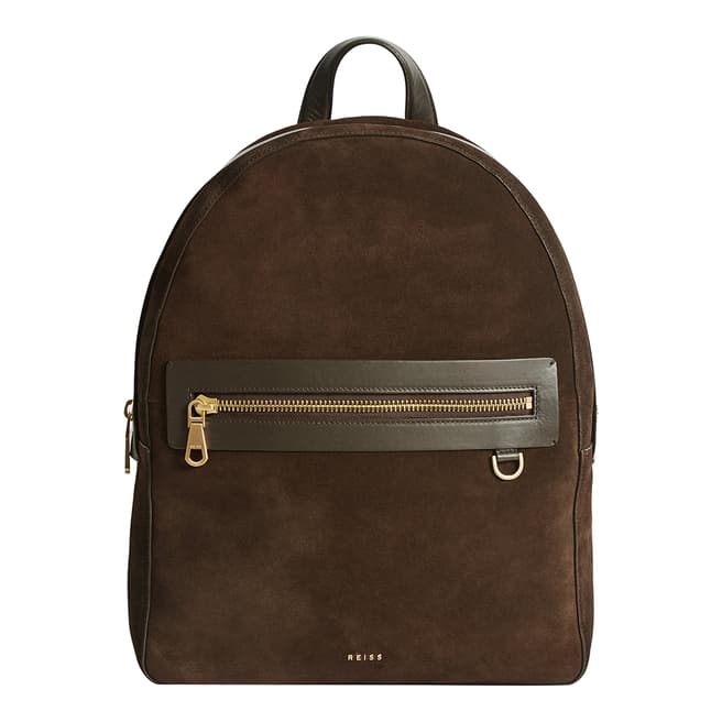 Reiss Brown Ethan Cow Leather Backpack