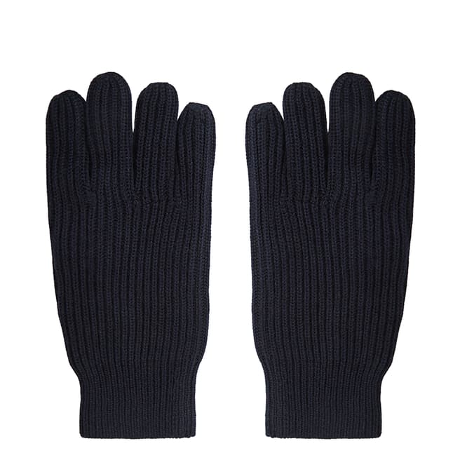 Reiss Navy Glen Ribbed Wool Blend Gloves