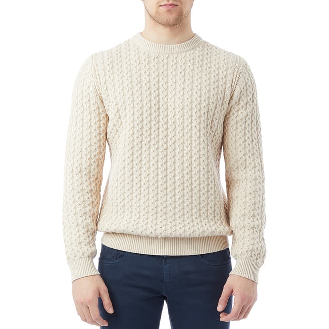 Reiss Stone Cable Wool Blend Jumper
