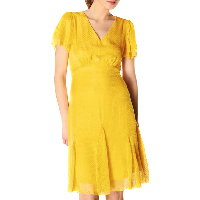 L K Bennett Yellow Hally Silk Blend Dress