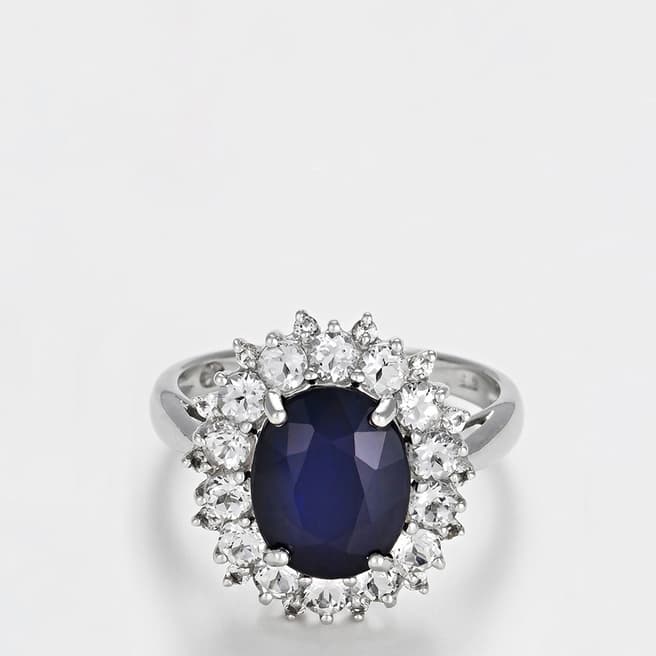 Diamantini Silver Sapphire Diamond Ring