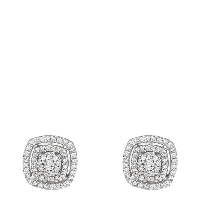 Le Diamantaire Silver "Square Wealth" Diamond Stud Earrings