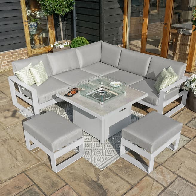 Maze SAVE £450 - Amalfi Small Corner Group With Fire Pit Table , White