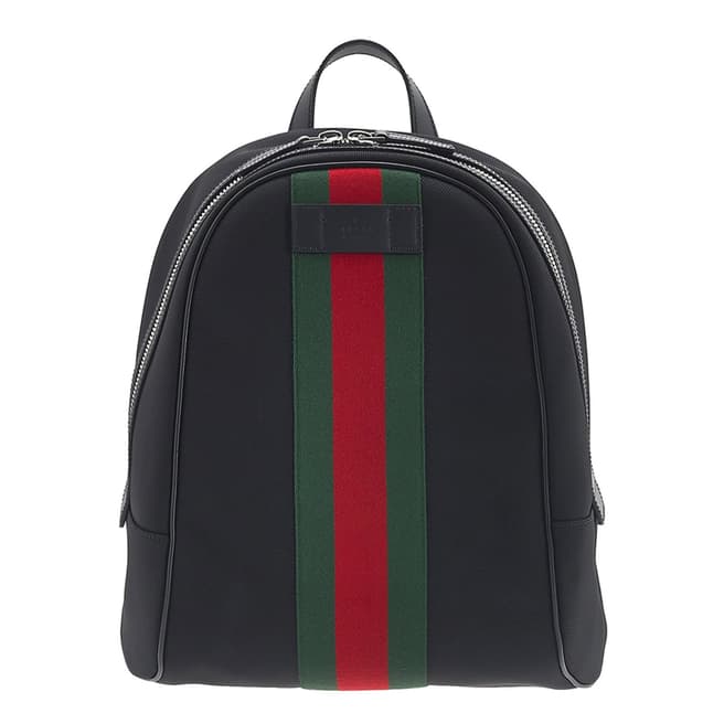 Gucci Men's Black Gucci Web Stripe Canvas Backpack