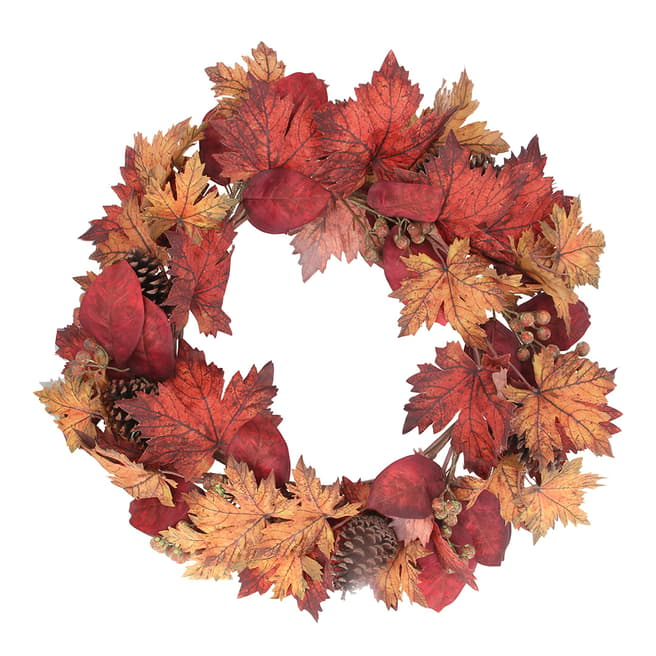 Gisela Graham Autumn Maple Leaf/Cone Wreath, 60cm