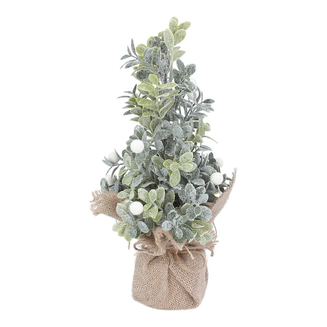 Gisela Graham Frosted Acrylic White Berry and Leaf Tree in Sack, 19cm